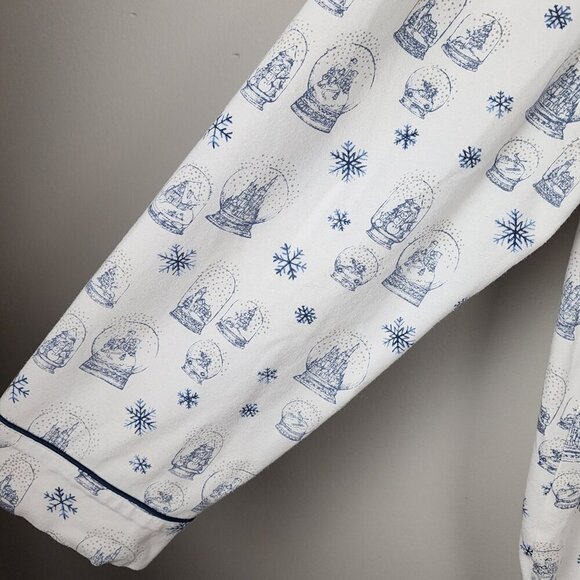 Soma sz XXL pajama top white blue snowflake snow globe Long sleeve Buttons up - Picture 3 of 11